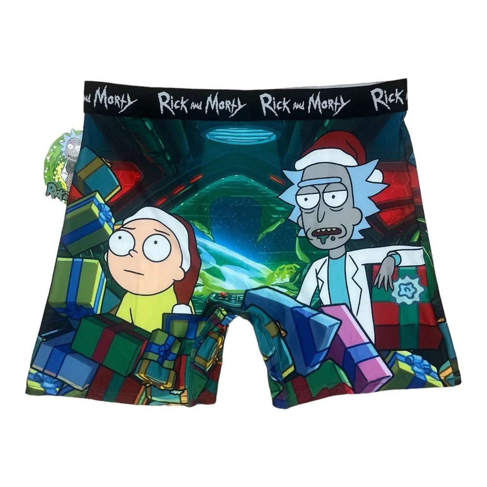 MENS RICK AND MORTY CHRISTMAS BOXER BRIEF SIZE LARGE